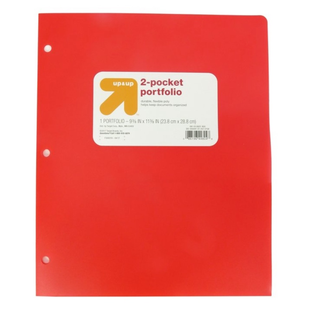 up&up 2 Pocket Plastic Folder Red